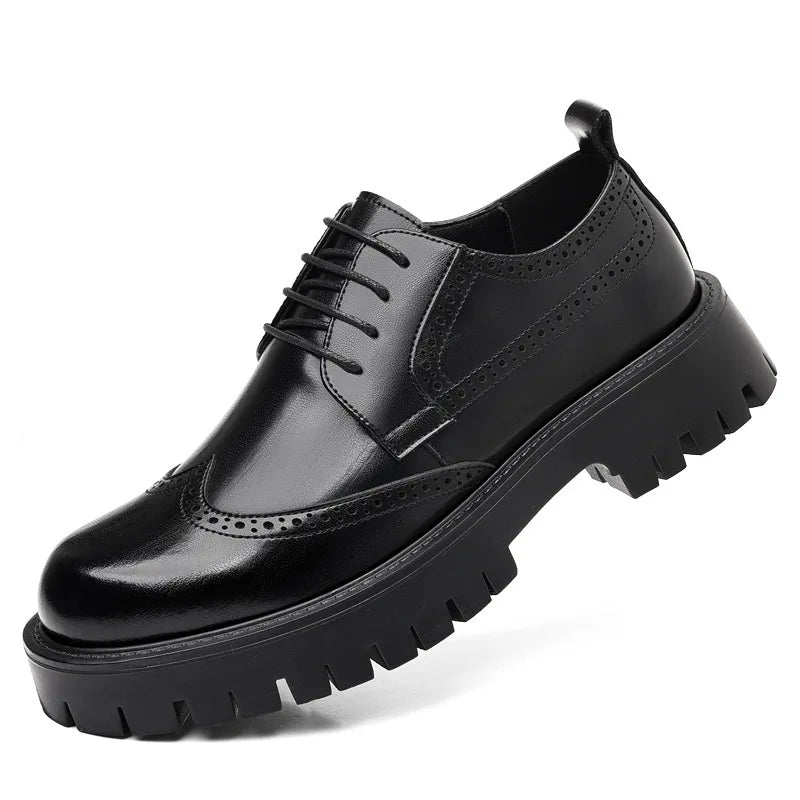 Men's Leather Oxford Dress Shoes with Height Elevator