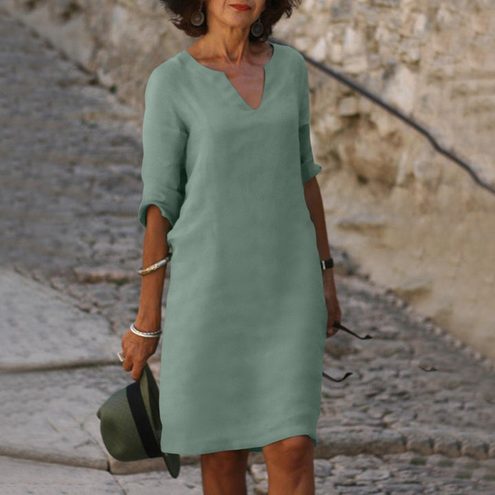 Relaxed Fit V Neck Shift Dress