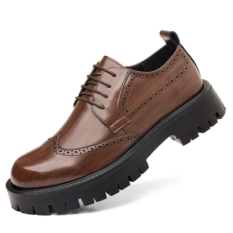 Men's Leather Oxford Dress Shoes with Height Elevator