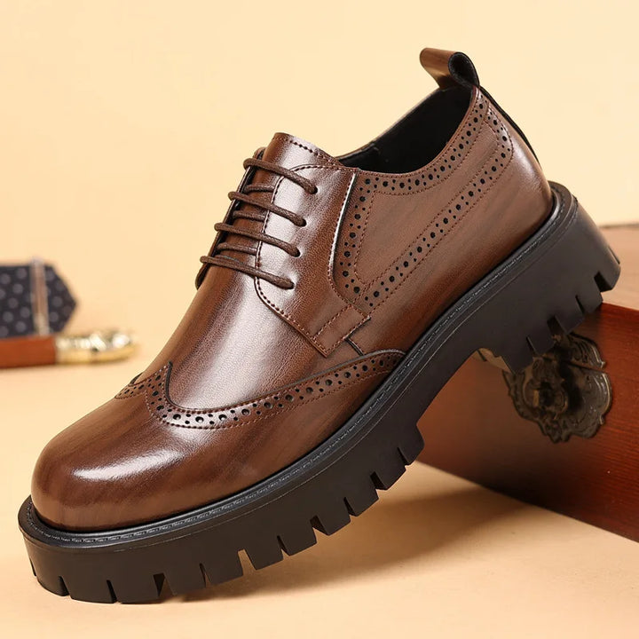 Men's Leather Oxford Dress Shoes with Height Elevator