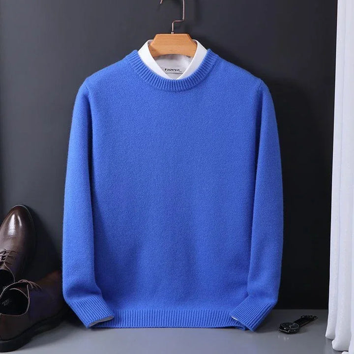 Men's Mock Neck Knit Sweater with Layered Collar