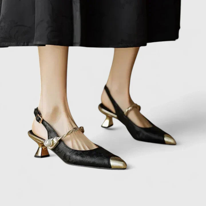 Elegant Pearl Strap Slingback Heels