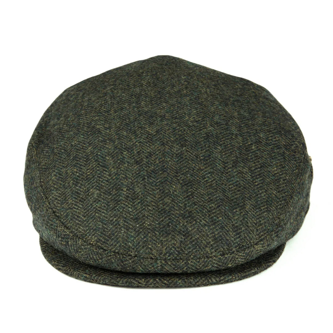 Men's Herringbone Flat Cap with Contrast Stitching