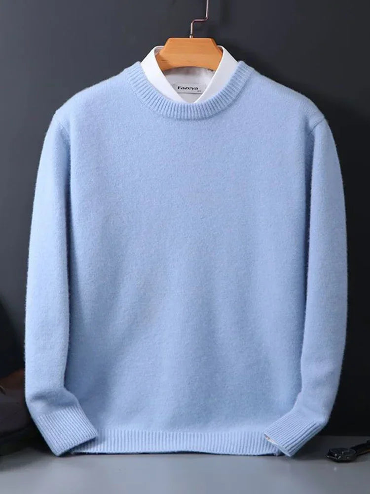 Men's Mock Neck Knit Sweater with Layered Collar