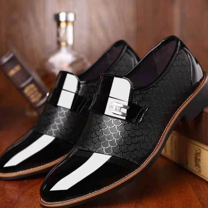 Men's Monk Strap Dress Shoes with Textured Panel Design