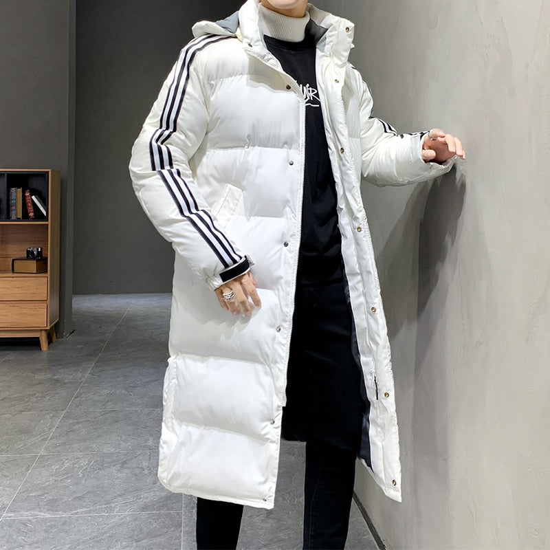 Men's Waterproof Long Puffer Jacket with Hood