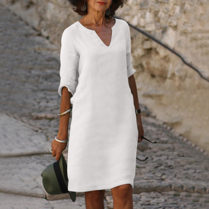 Relaxed Fit V Neck Shift Dress