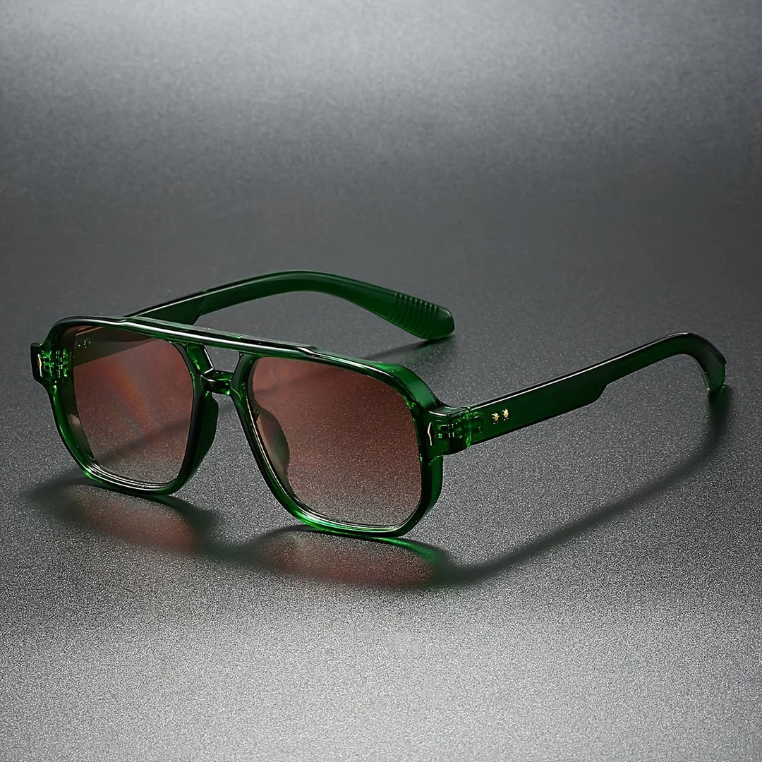 Aviator Sunglasses with Double Bridge and Ribbed Temples