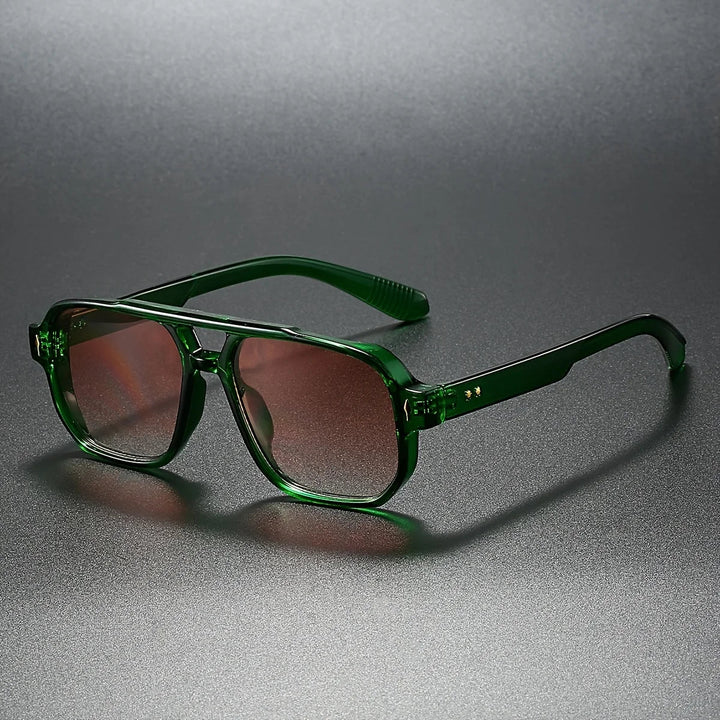 Aviator Sunglasses with Double Bridge and Ribbed Temples