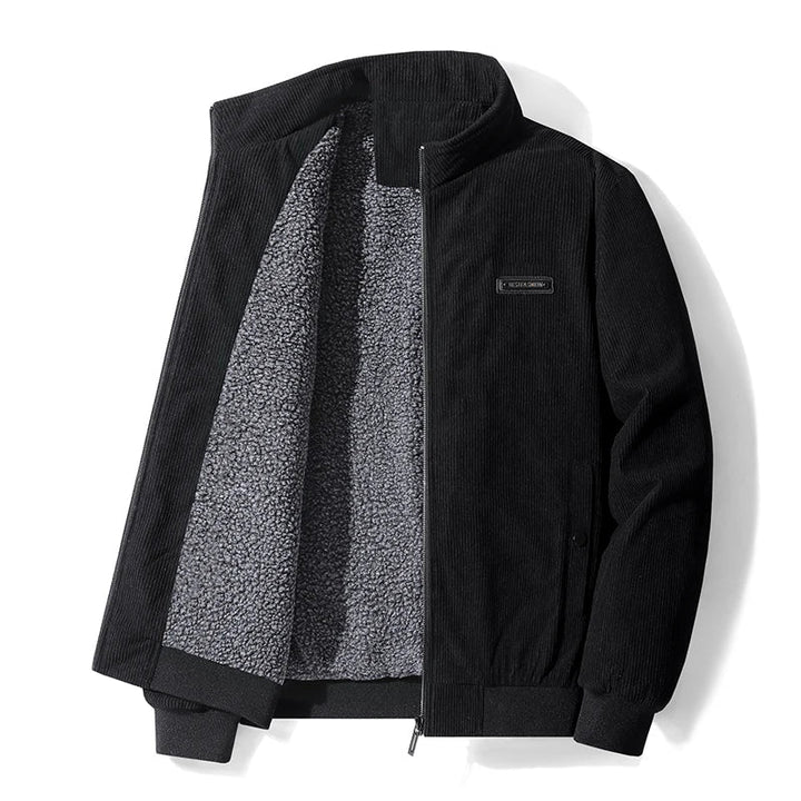 Men's Fleece Lined Corduroy Bomber Jacket with Zip Front