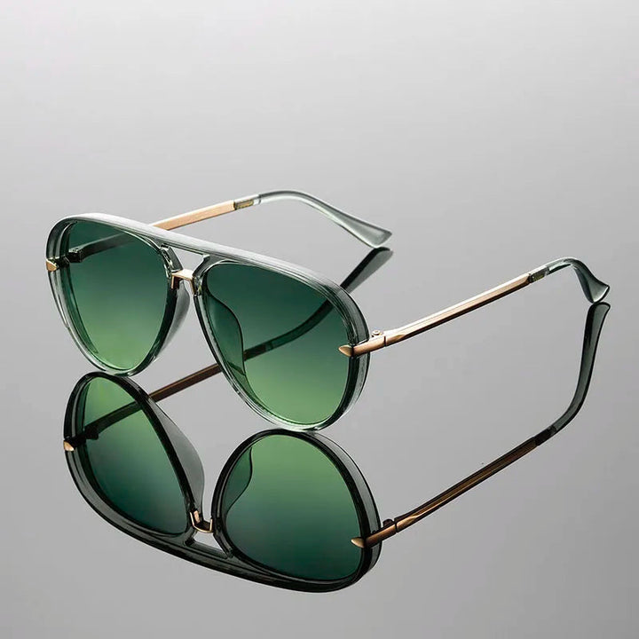 Aviator Sunglasses with Double Bridge and Metal Frame