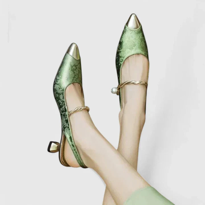 Elegant Pearl Strap Slingback Heels