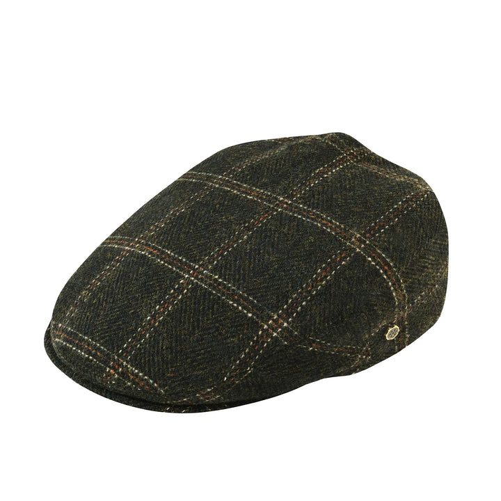 Men's Herringbone Flat Cap with Contrast Stitching