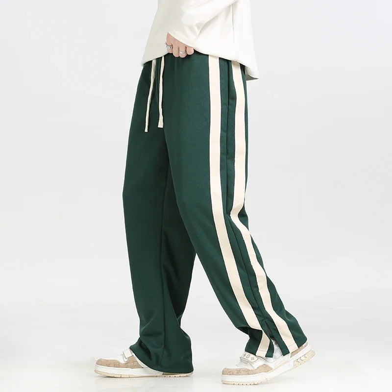 Men's Striped Relaxed Fit Joggers with Drawstring Waist