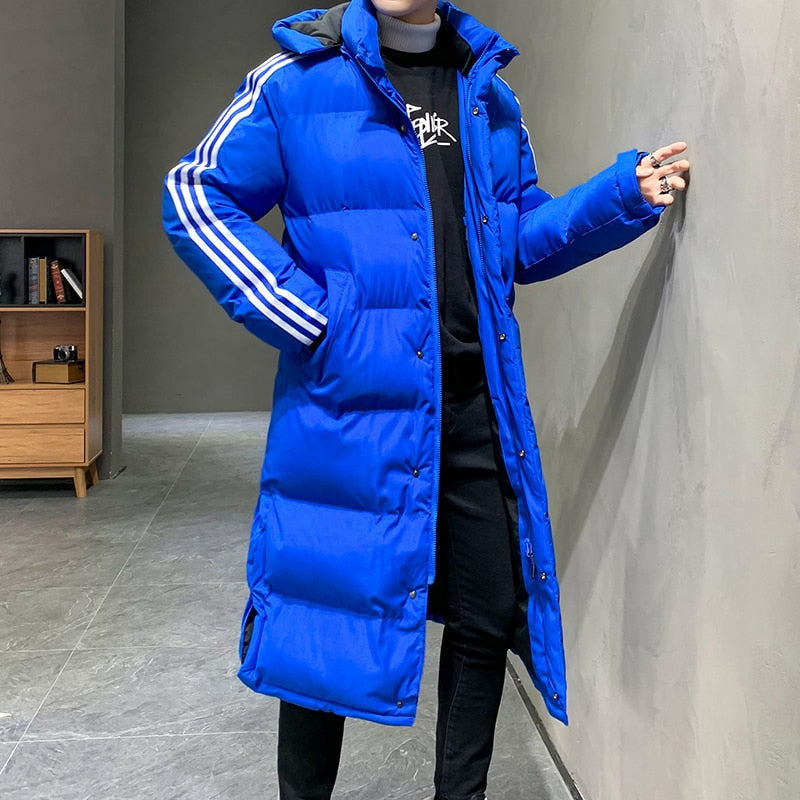 Men's Waterproof Long Puffer Jacket with Hood