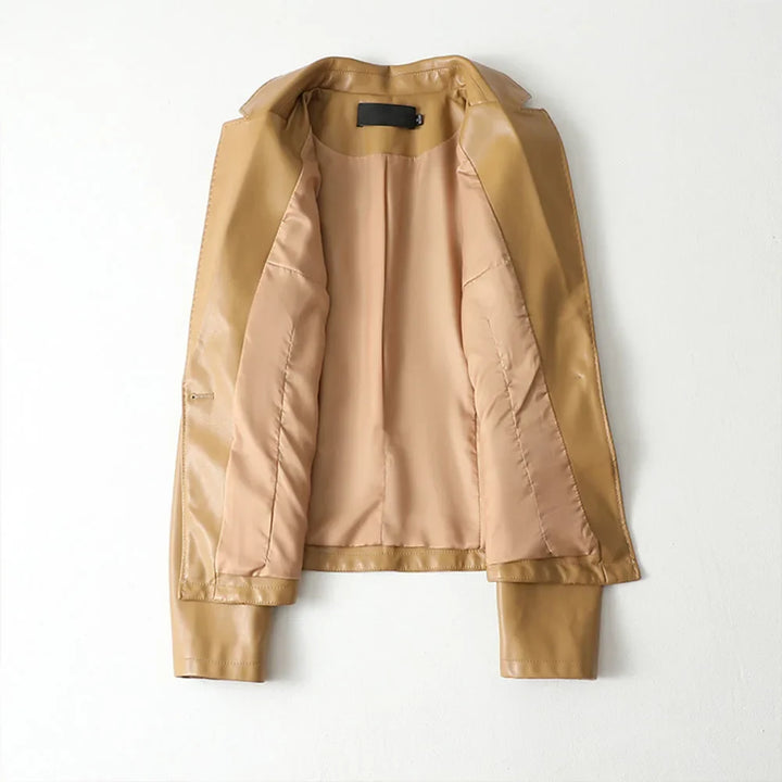 Women's Leather Blazer with Notched Lapels
