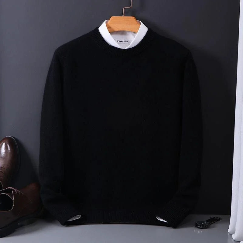 Men's Mock Neck Knit Sweater with Layered Collar