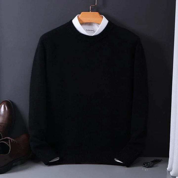Men's Mock Neck Knit Sweater with Layered Collar