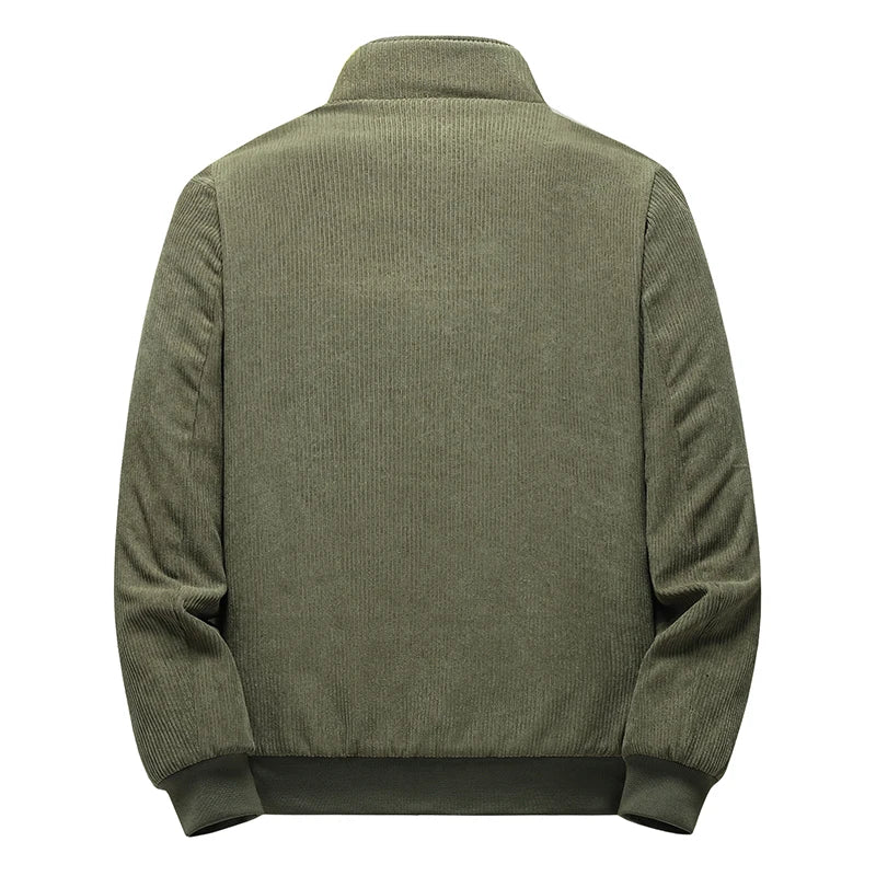 Men's Fleece Lined Corduroy Bomber Jacket with Zip Front