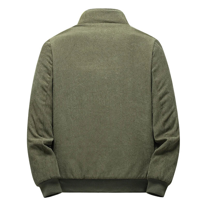 Men's Fleece Lined Corduroy Bomber Jacket with Zip Front
