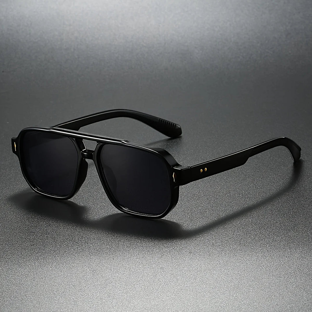 Aviator Sunglasses with Double Bridge and Ribbed Temples