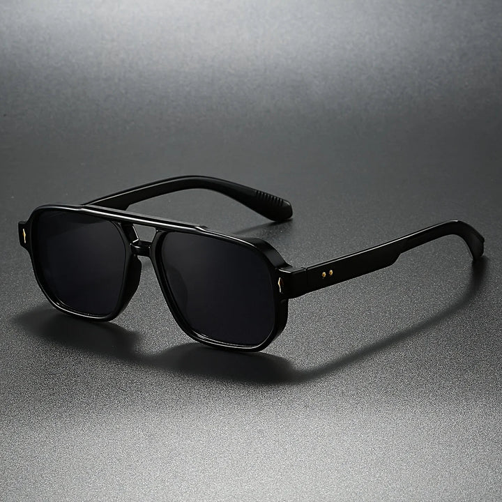 Aviator Sunglasses with Double Bridge and Ribbed Temples