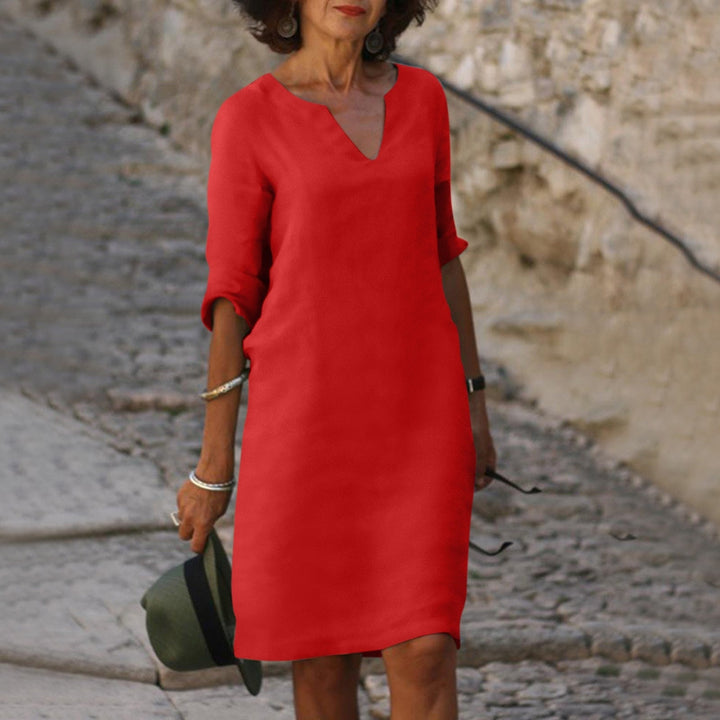 Relaxed Fit V Neck Shift Dress