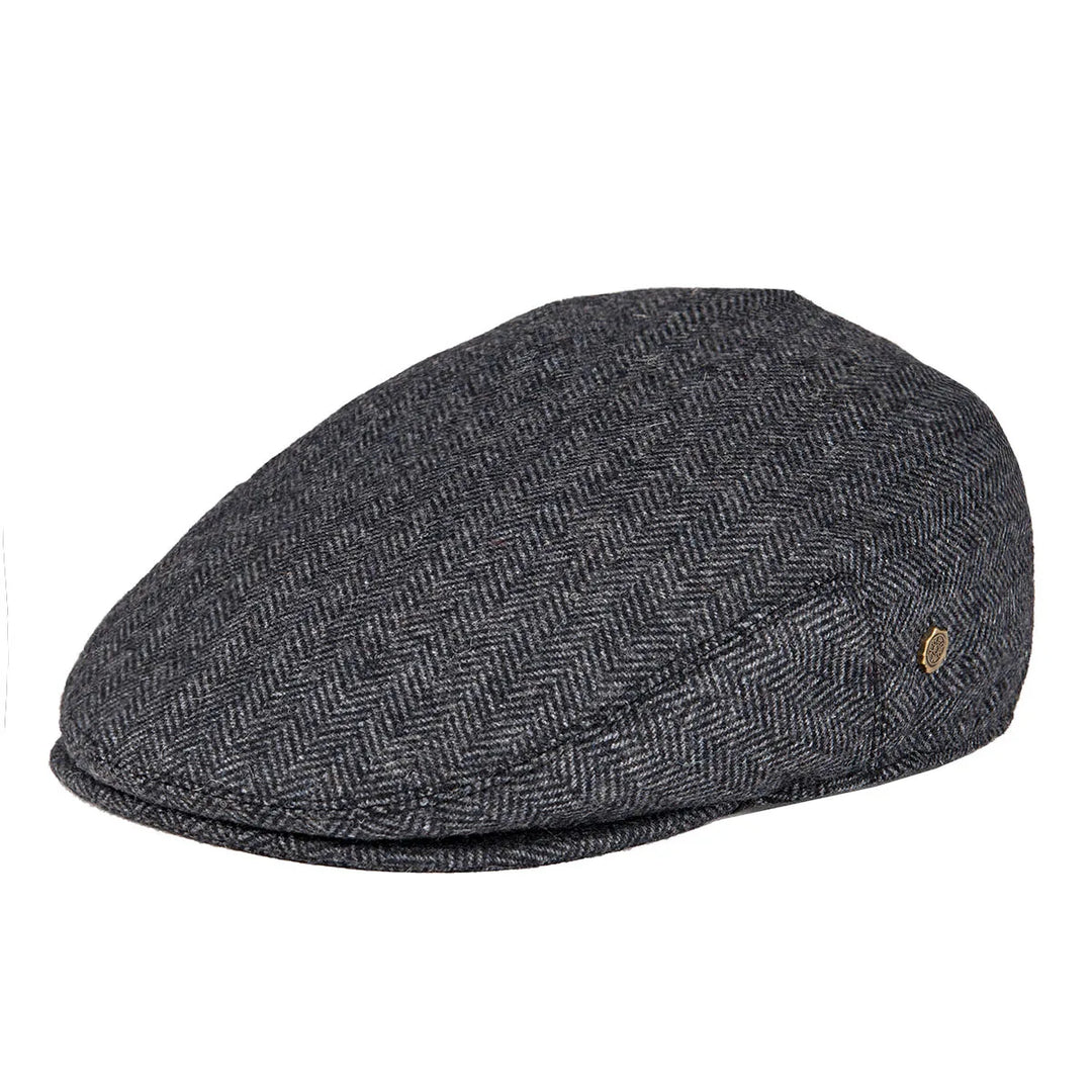 Men's Herringbone Flat Cap with Contrast Stitching