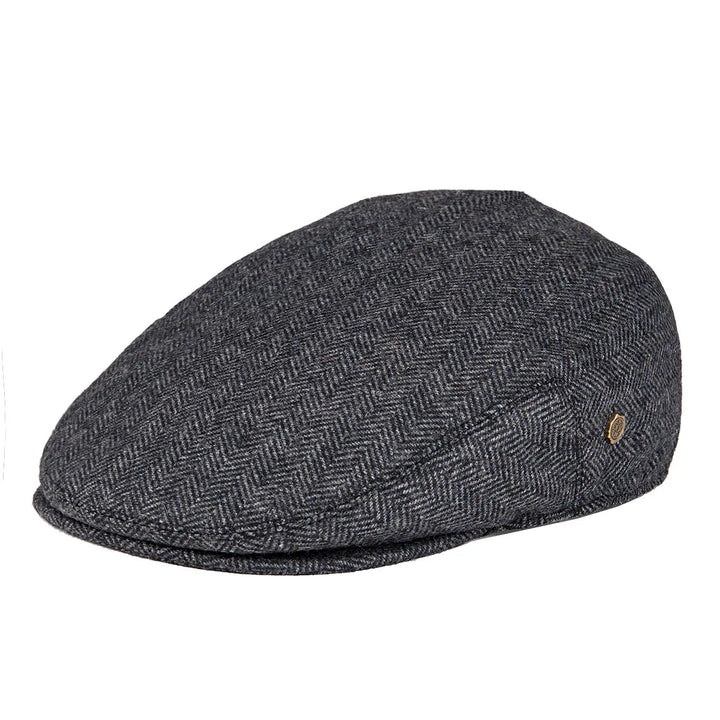 Men's Herringbone Flat Cap with Contrast Stitching