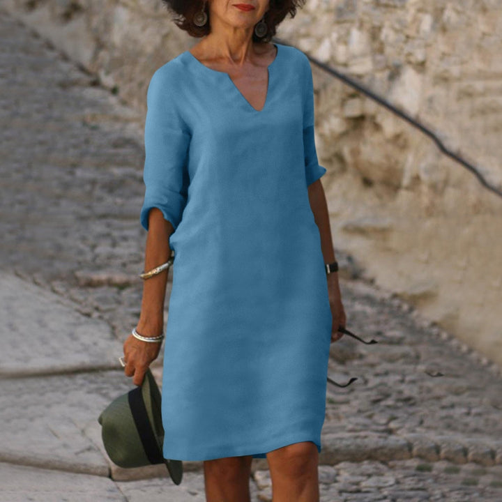 Relaxed Fit V Neck Shift Dress