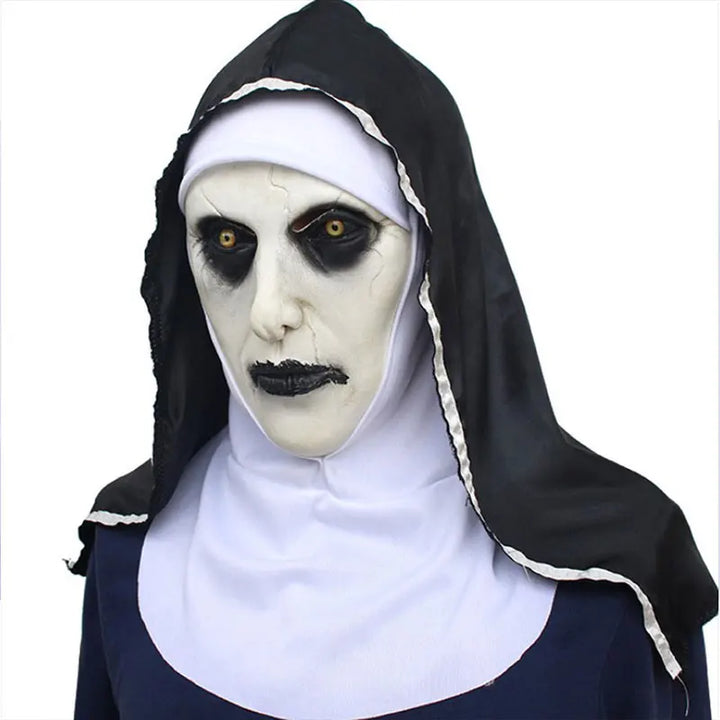 Women's Horror Nun Mask and Hood Costume Set