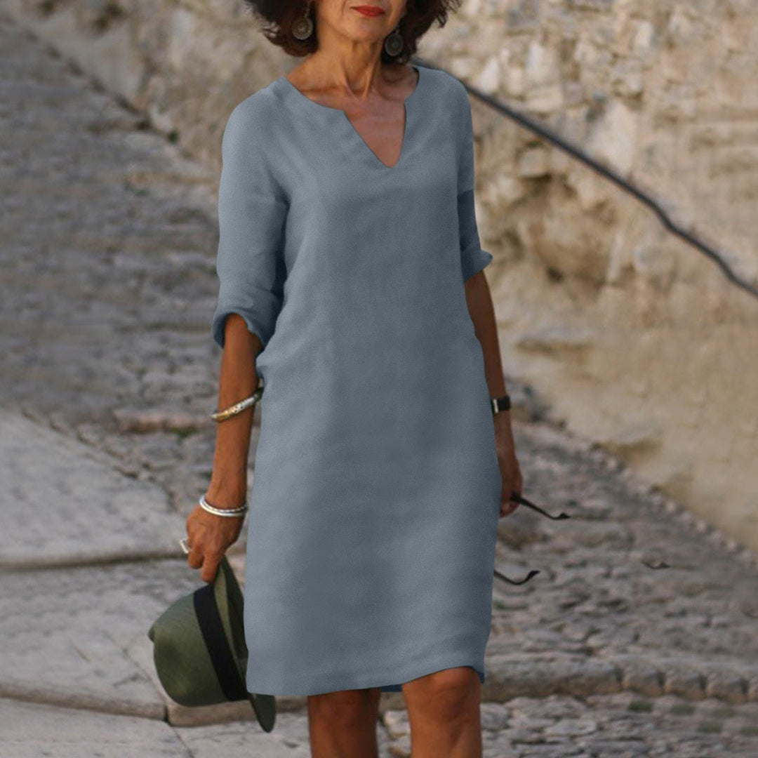 Relaxed Fit V Neck Shift Dress