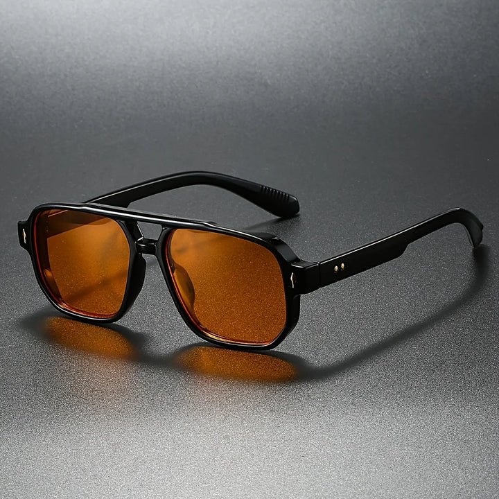 Aviator Sunglasses with Double Bridge and Ribbed Temples