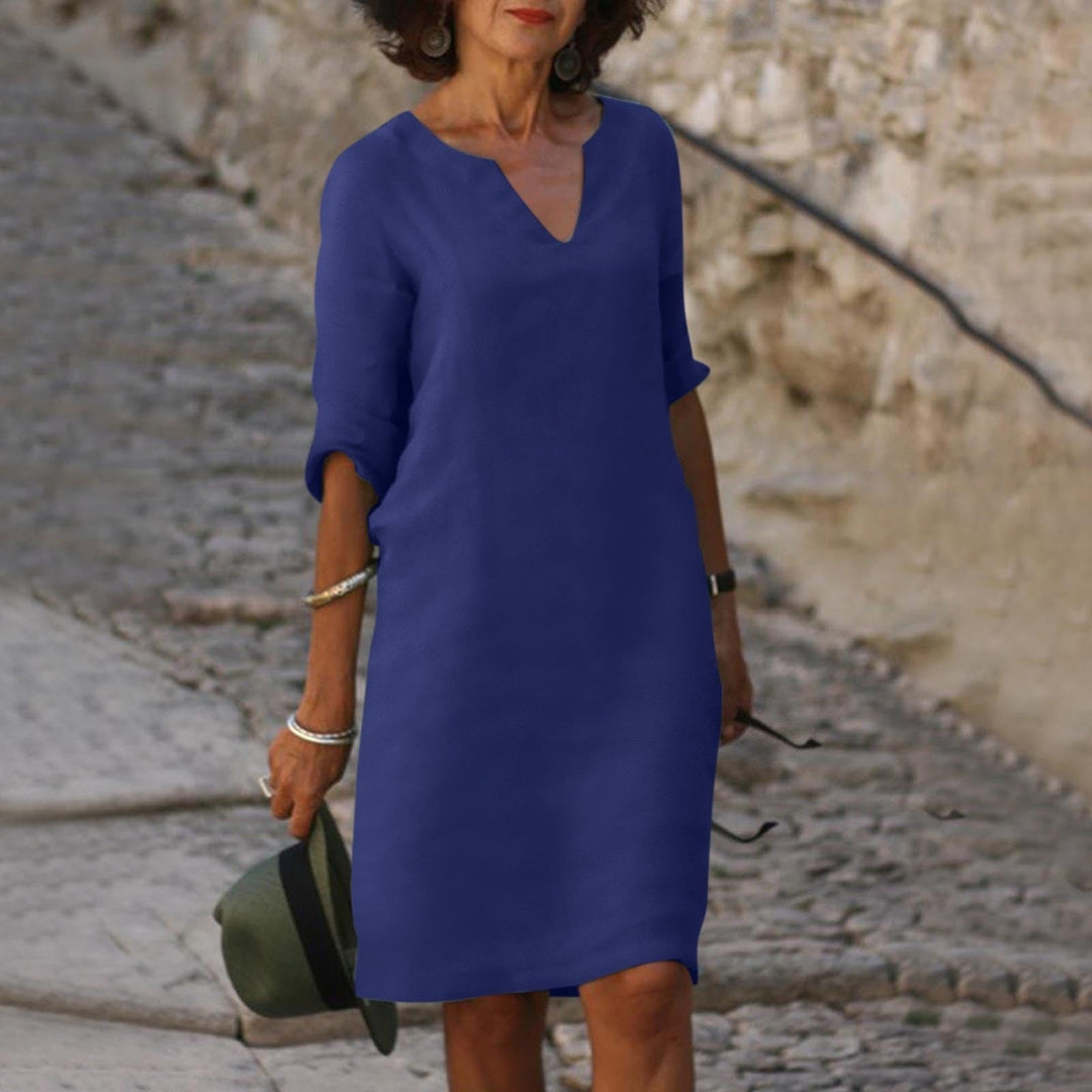 Relaxed Fit V Neck Shift Dress