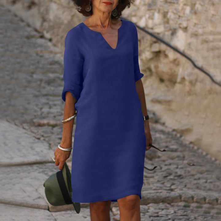 Relaxed Fit V Neck Shift Dress