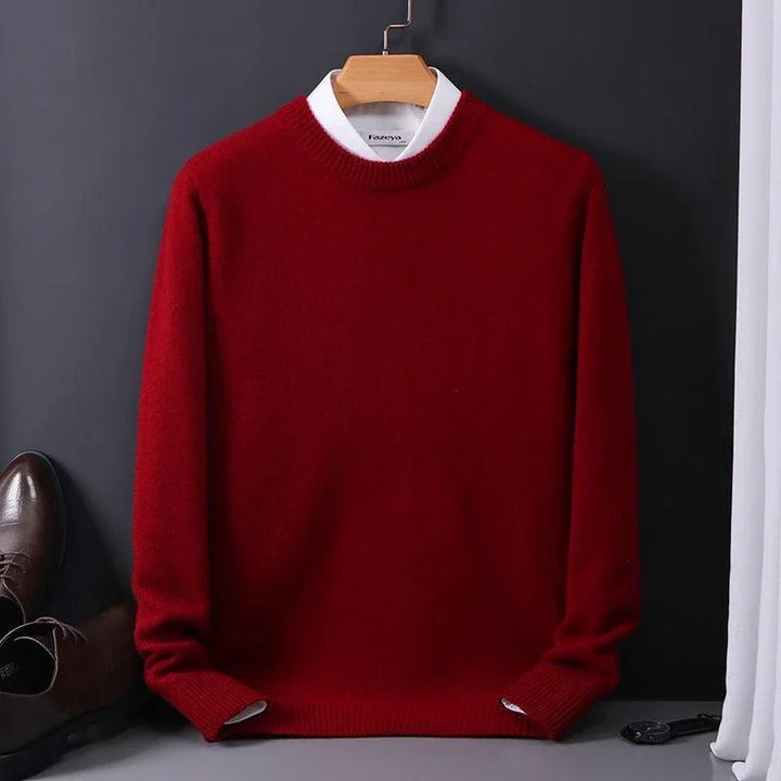 Men's Mock Neck Knit Sweater with Layered Collar