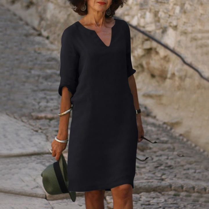 Relaxed Fit V Neck Shift Dress