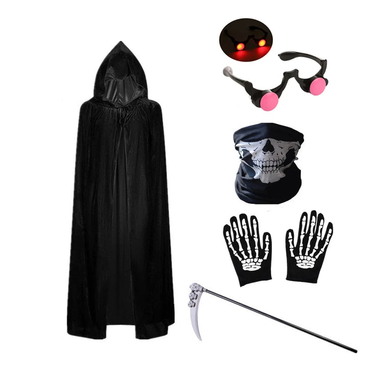 Kid's Grim Reaper Costume Set with Mask and Gloves