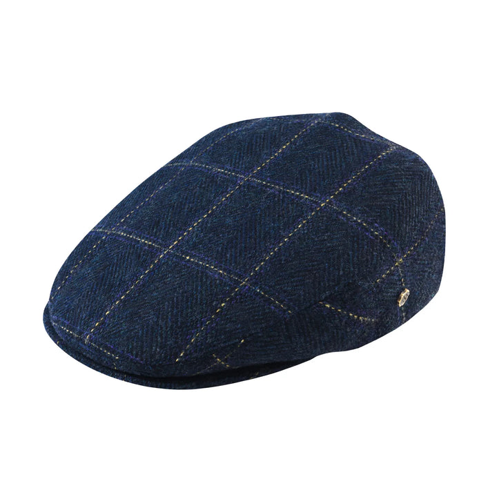 Men's Herringbone Flat Cap with Contrast Stitching