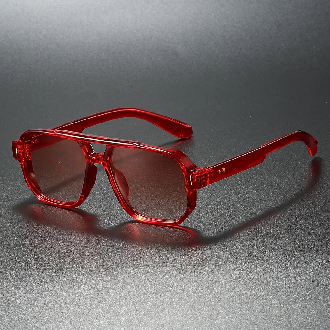 Aviator Sunglasses with Double Bridge and Ribbed Temples