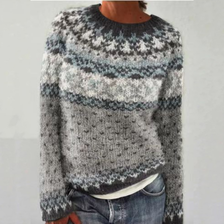 Women's Fair Isle Knit Sweater in Relaxed Oversized Fit