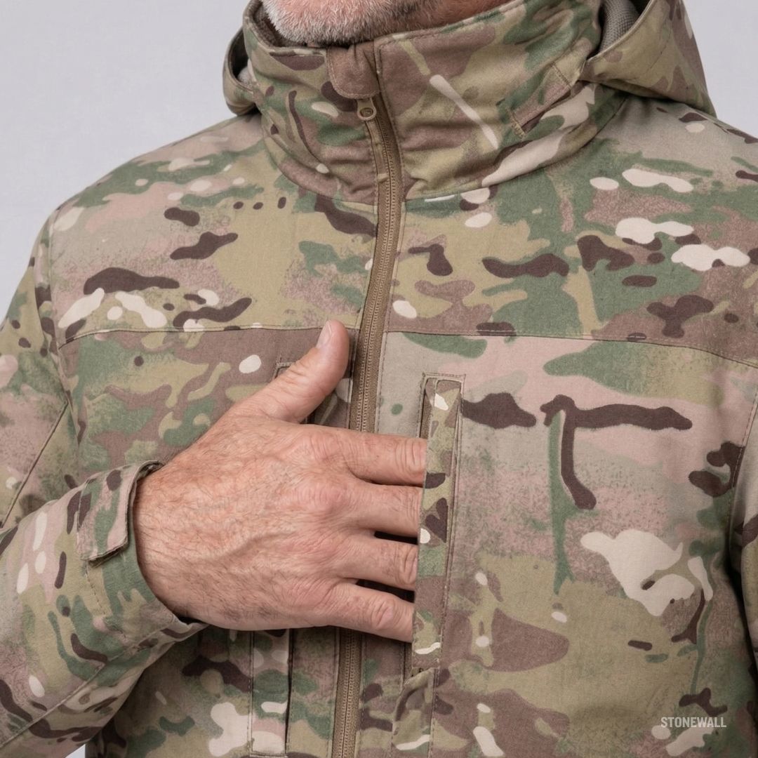 Men's Camo Hooded Jacket with Utility Pockets