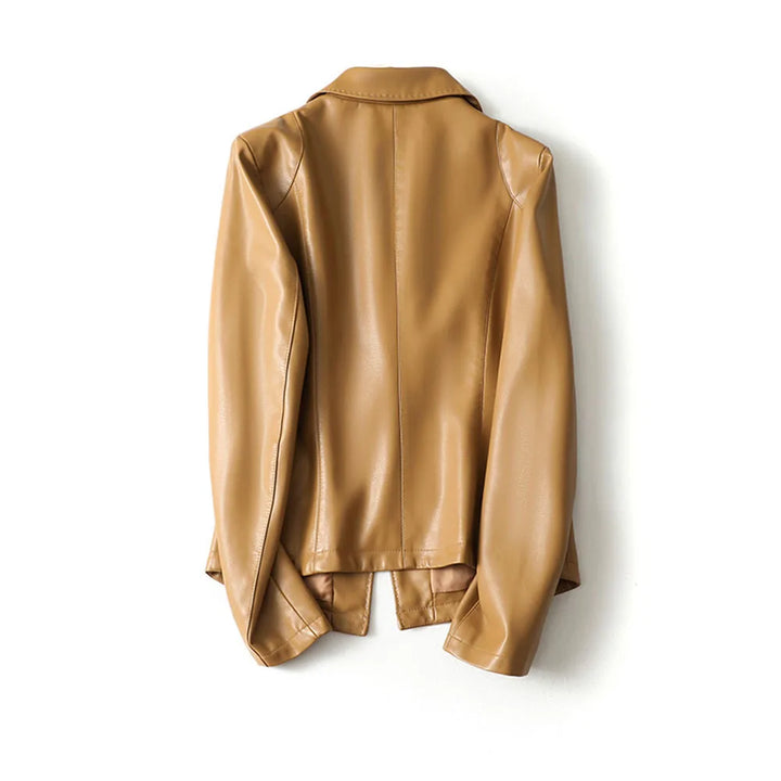 Women's Leather Blazer with Notched Lapels