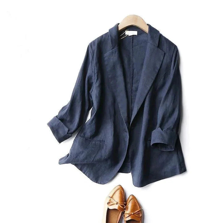 Relaxed Fit Linen Blazer for Women
