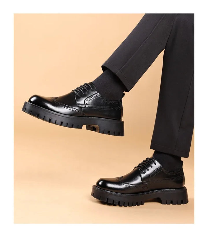 Men's Leather Oxford Dress Shoes with Height Elevator