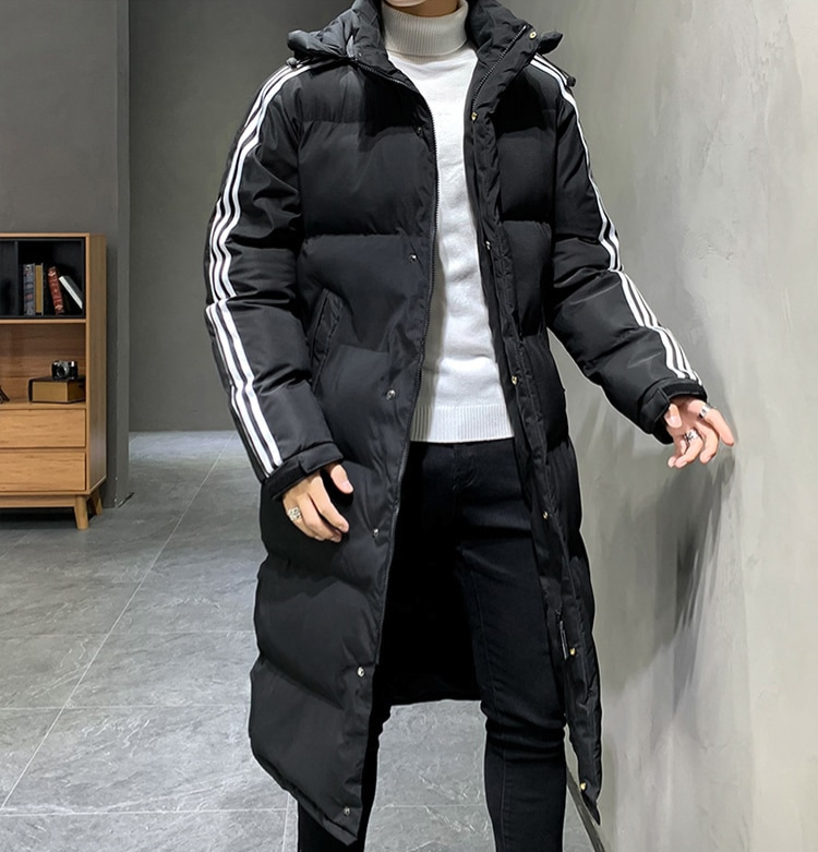 Men's Waterproof Long Puffer Jacket with Hood