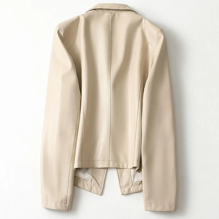 Women's Leather Blazer with Notched Lapels