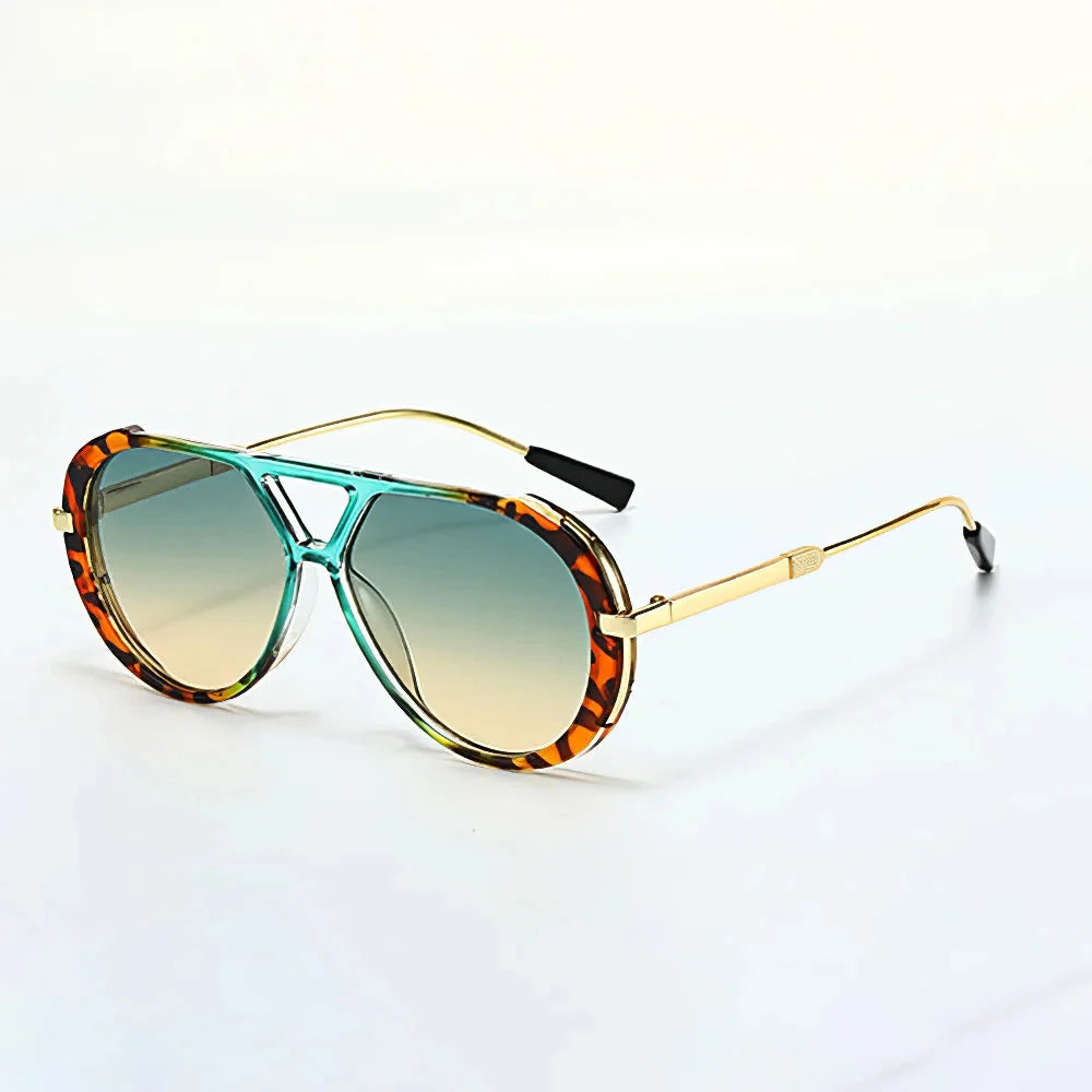 Oversized Aviator Sunglasses with Double Bridge