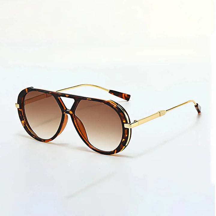Oversized Aviator Sunglasses with Double Bridge