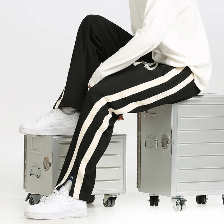 Men's Striped Relaxed Fit Joggers with Drawstring Waist